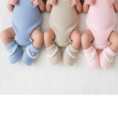 NT116-844A  Knitted "Button and Lace" Booties   (Choose Colour)