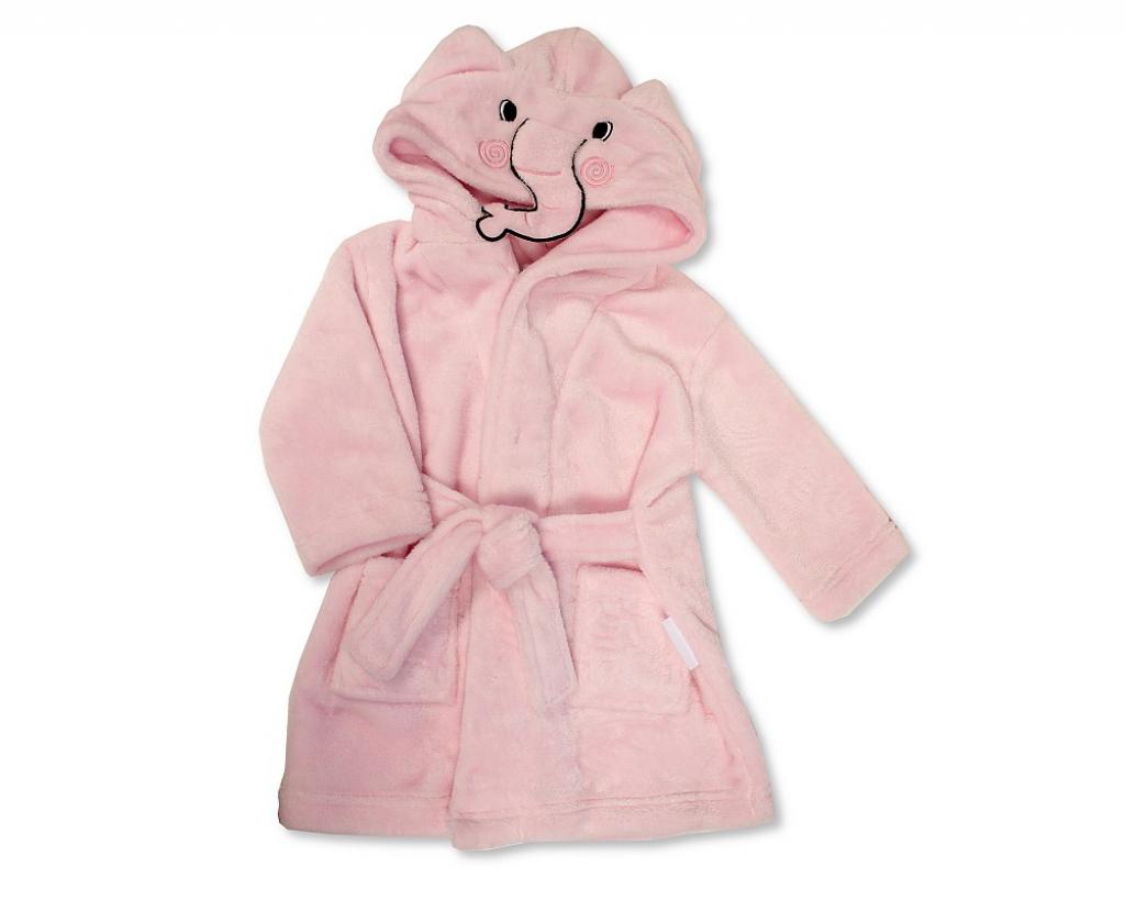 Nursery Time BIS-2020-2346P 5035320423463 NT2020-2346P Pink "Elephant" Hooded Robe (Choose Size)