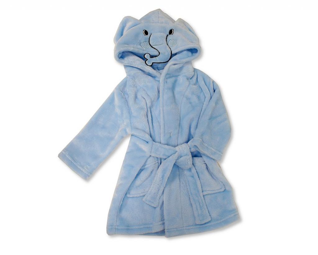 Nursery Time BIS-2020-2346S 5035320623467 NT2020-2346S Sky Blue "Elephant" Hooded Robe (Choose Size)