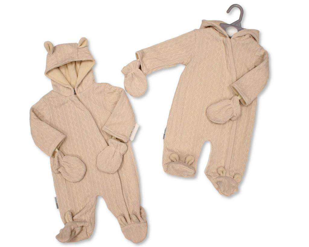 Nursery Time  All sizes = 5035320224756 NT2020-2475T Taupe Pram Suit (NB - 9m)