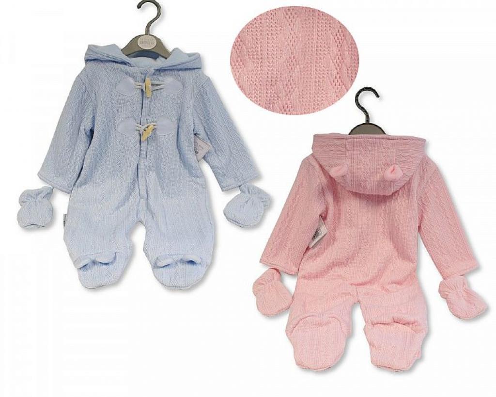 Nursery Time  61113090 NT2020-2476P Pink Pram Suit with toggles(NB - 9m)