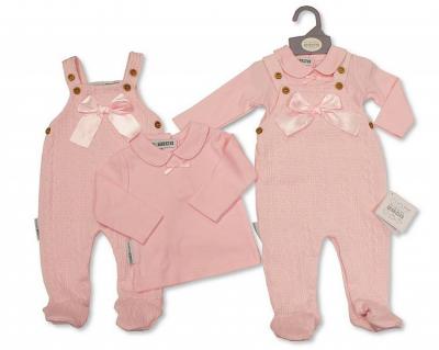 Nursery Time BIS-2020-2525 All sizes = 5035320025254 NT2020-2525P Knitted Dungaree Set (NB-6m)