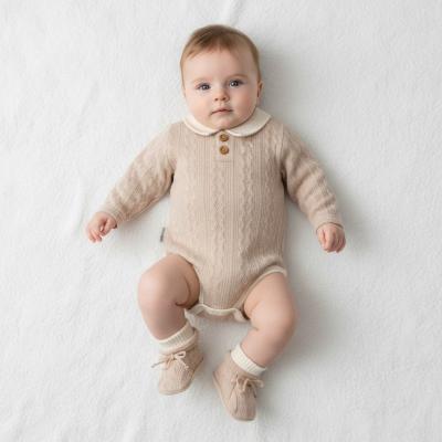NT2020-2527-T  Taupe Knitted Romper  (NB-6m)