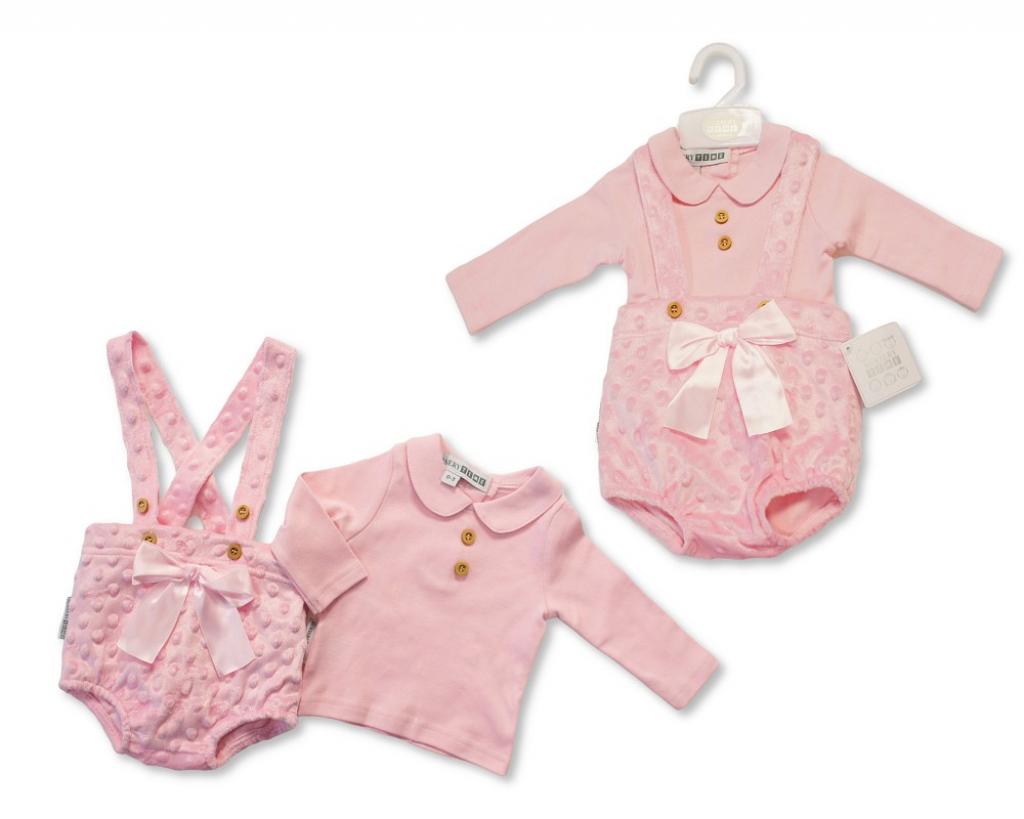 Nursery Time BIS-2020-2606 5035320126067 NT2020-2606 Bubble/Popcorn Short Dungaree Set (NB-9 months)