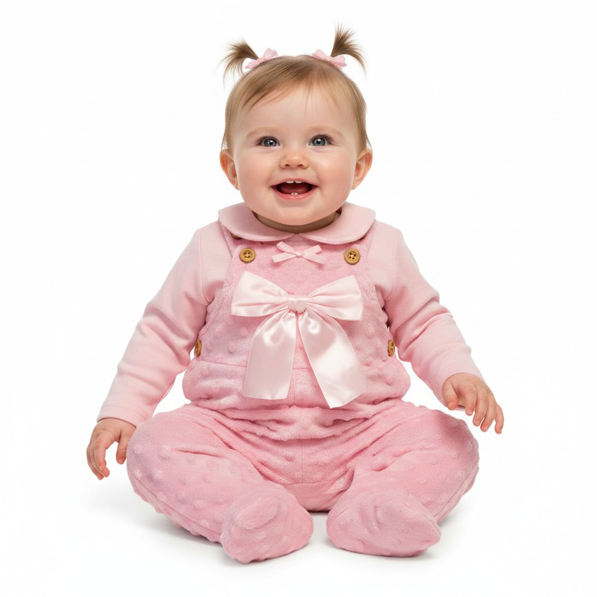 Nursery Time BIS-2020-2608 5035320126081 NT2020-2608-P Bubble/Popcorn Dungaree Set (NB-9 months)