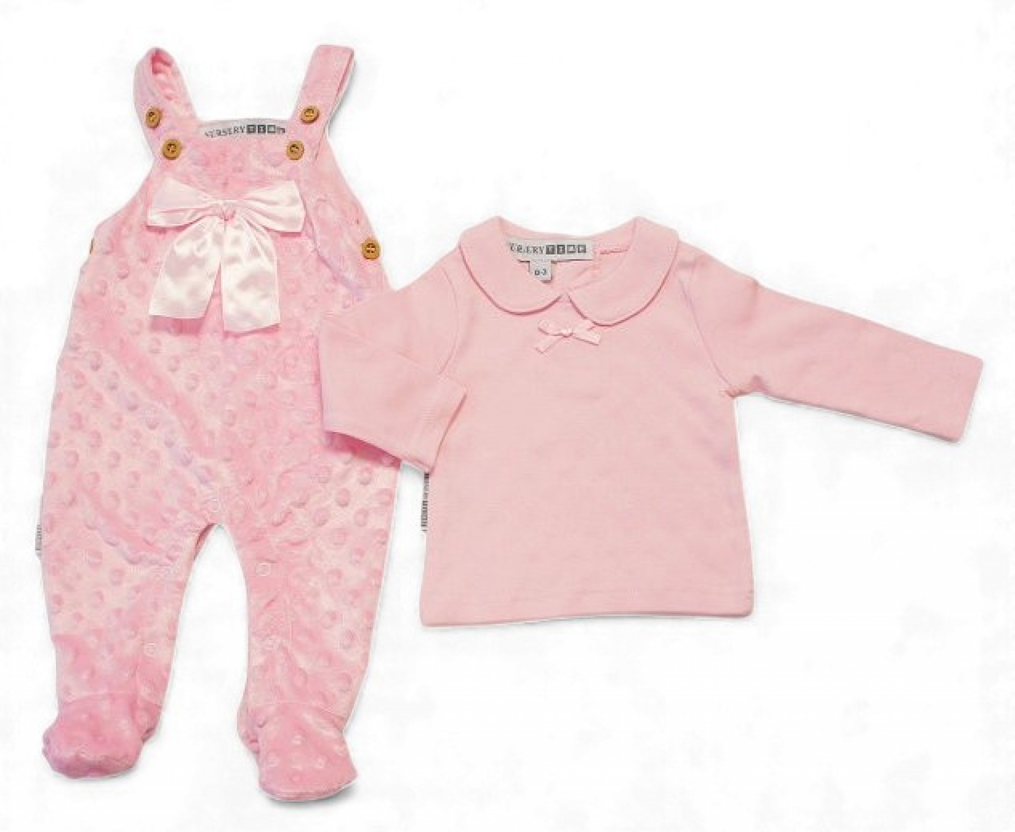 Nursery Time BIS-2020-2608 5035320126081 NT2020-2608P Bubble/Popcorn Dungaree Set (NB-9 months)