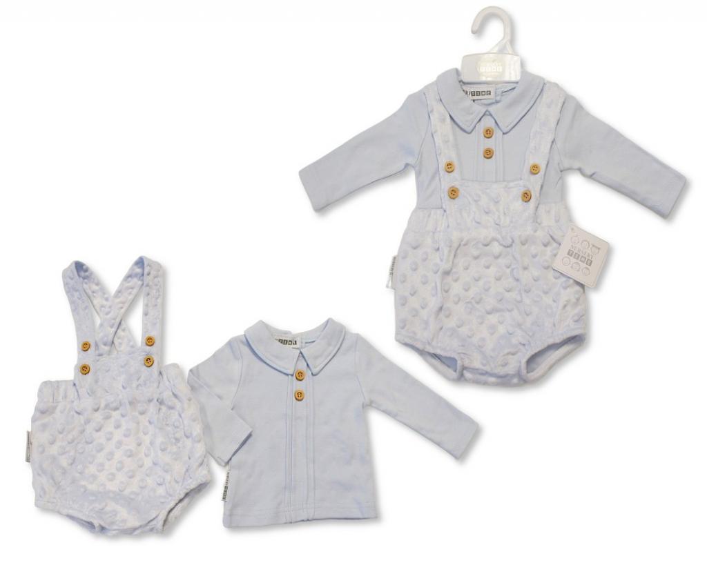 Nursery Time BIS-2020-2611 5035320126111 NT2020-2611 Bubble/Popcorn Short Dungaree Set (NB-9 months)