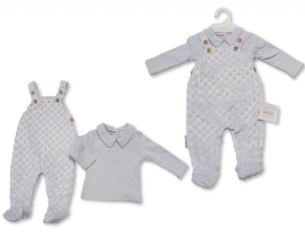Nursery Time BIS-2020-2615 5035320126135 NT2020-2613 Bubble/Popcorn Dungaree Set (NB-9 months)