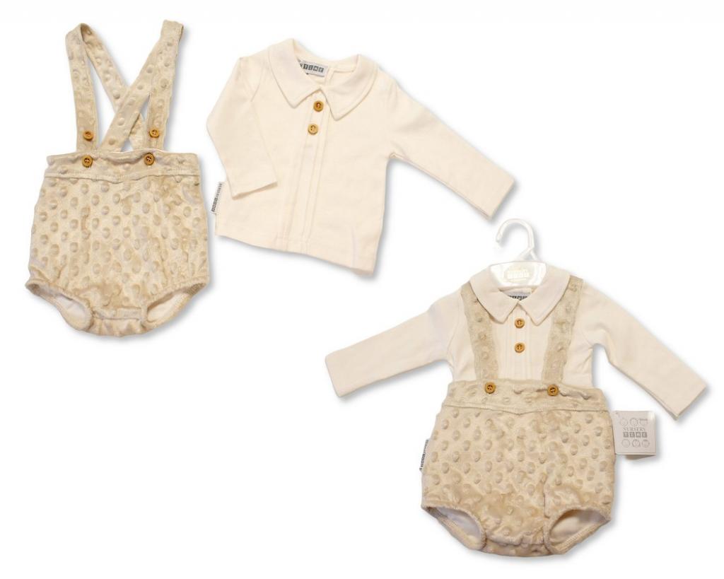Nursery Time BIS-2020-2616 5035320126166 NT2020-2616 Bubble/Popcorn Short Dungaree Set (NB-9 months)