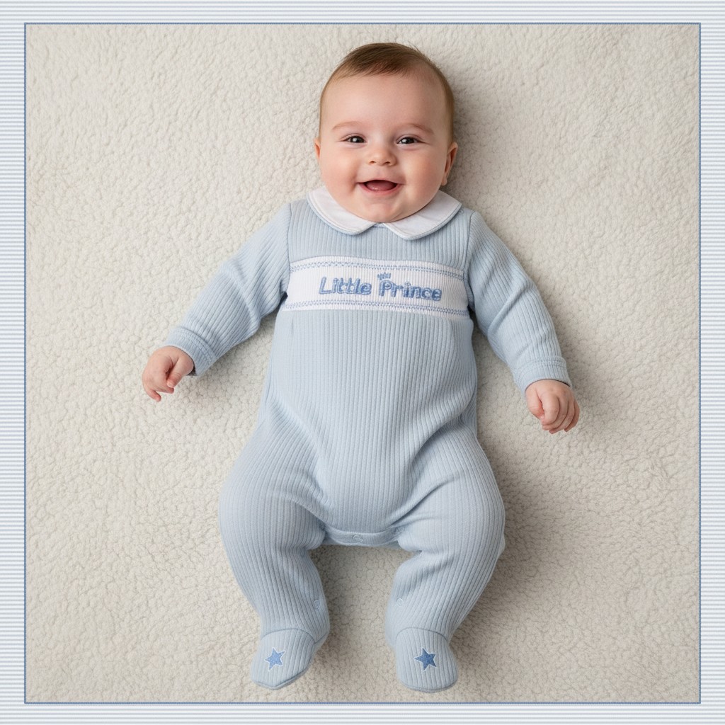 Nursery Time Bis-2020-2667 5035320126678 NT2020-2667 Ribbed Little Prince All in one (NB-6 months)