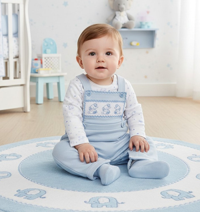 Nursery Time Bis-2020-2679 5035320126791 NT2020-2679 Elephant Dungaree and Top ( Nb - 6 months)