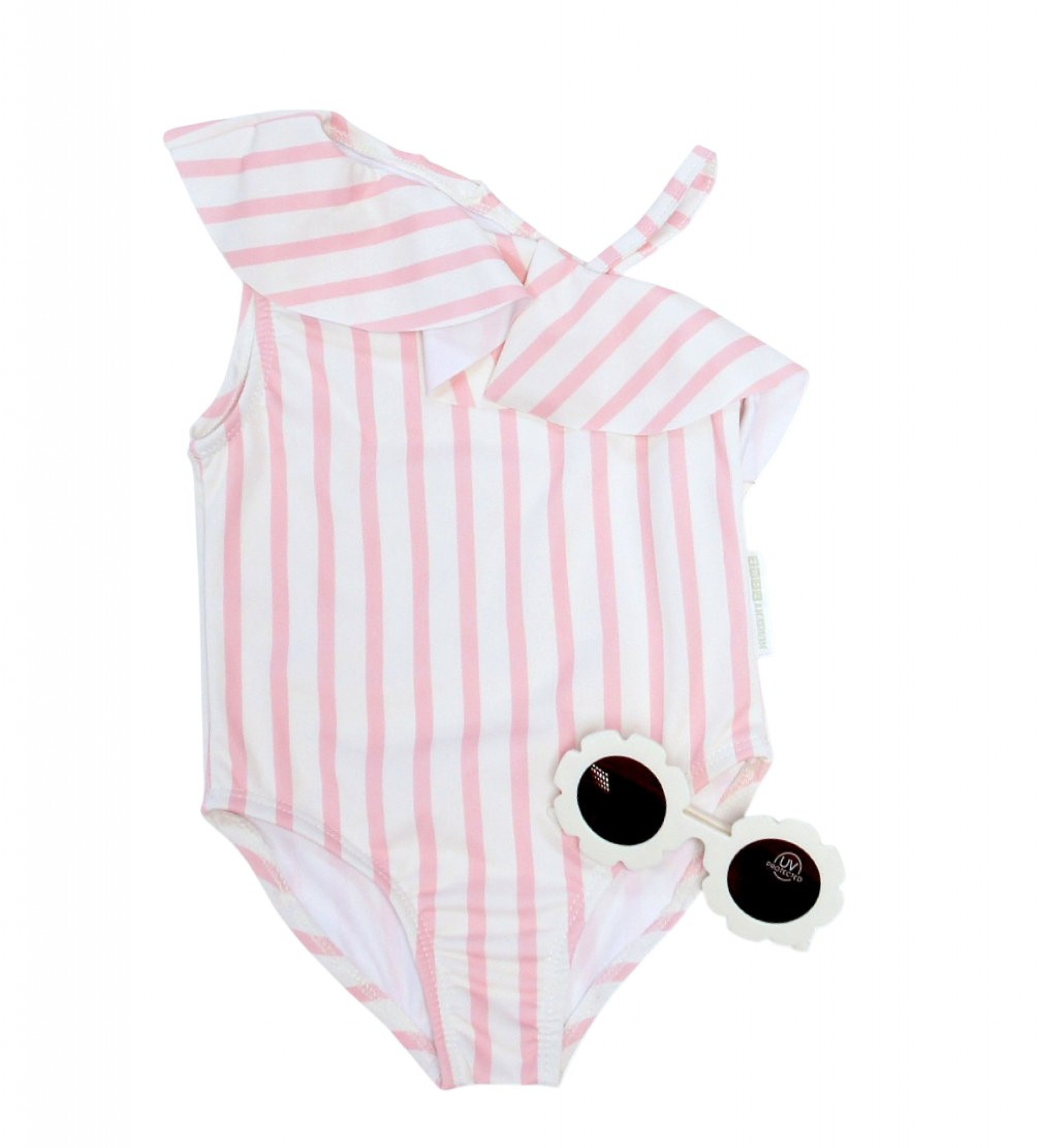 Nursery Time BIS-2120-6231 5035320162317 NT2020-6231-P Striped Swimsuit and Sunglasses (12-24 months)