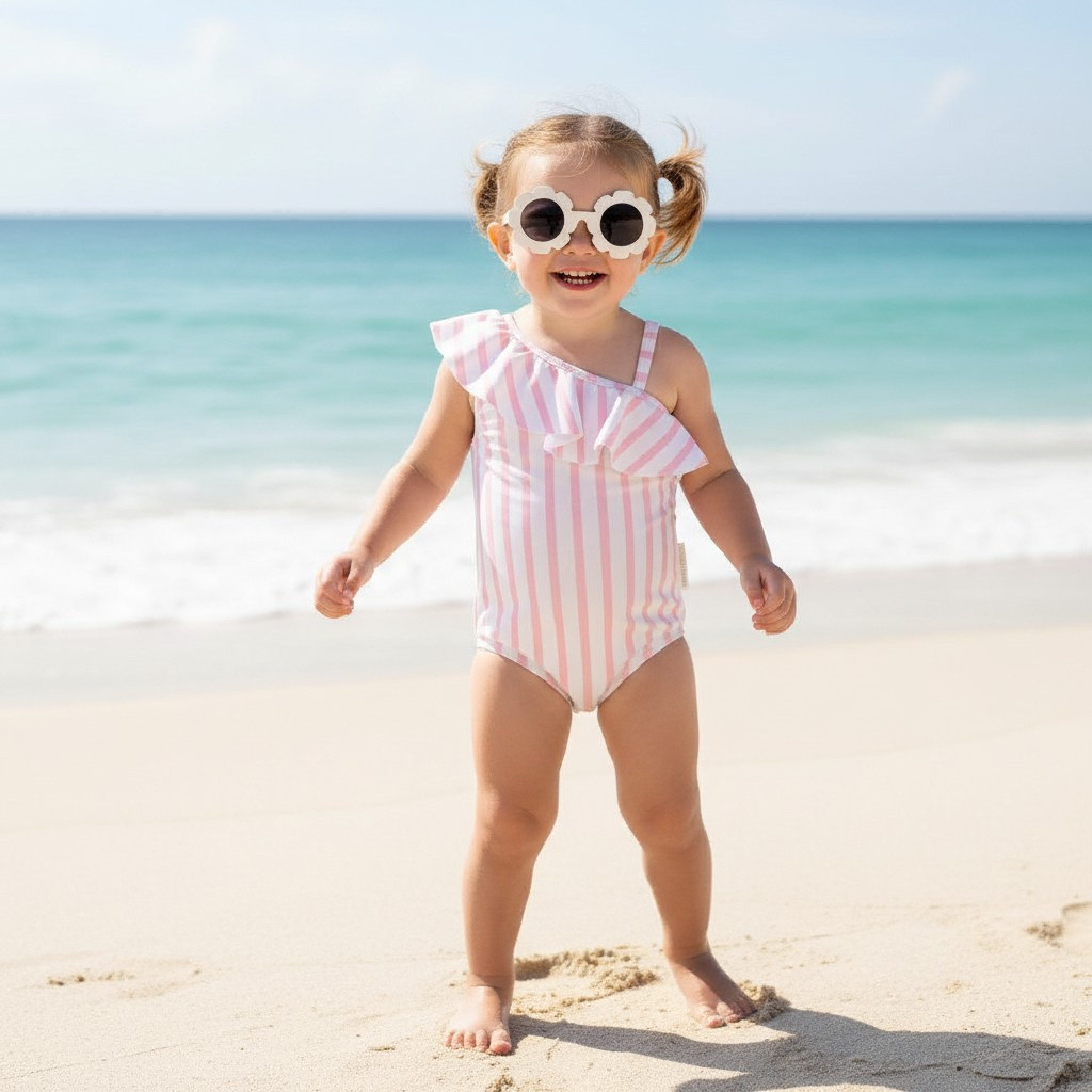 Nursery Time BIS-2120-6231 5035320162317 NT2020-6231P Striped Swimsuit and Sunglasses (12-24 months)