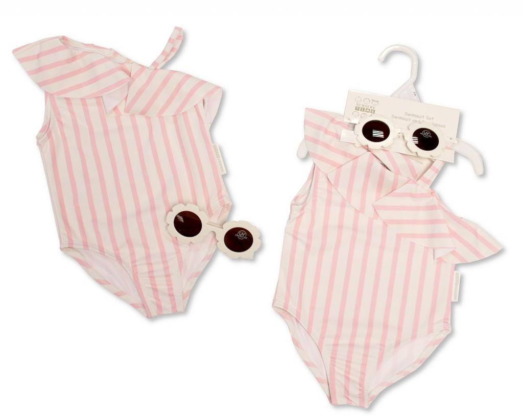 Nursery Time BIS-2120-6231 5035320162317 NT2020-6231 Striped Swimsuit and Sunglasses (12-24 months)