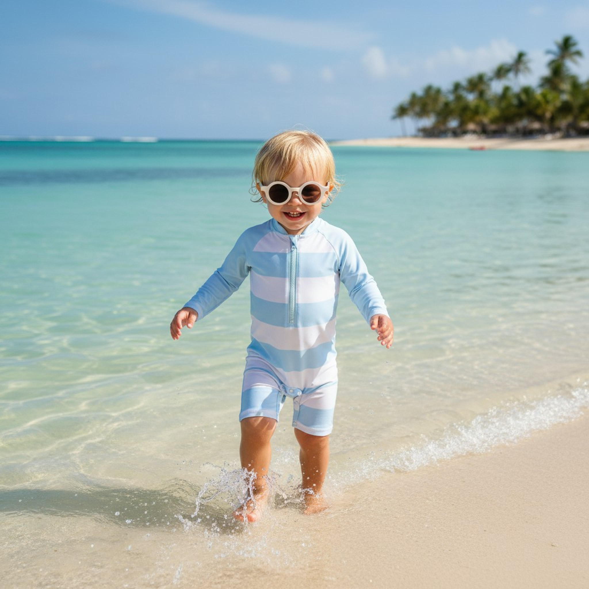 Nursery Time BIS-2120-6232 5035320162324 NT2020-6232-So Striped Swimsuit and glasses  (18-24 months ONLY)