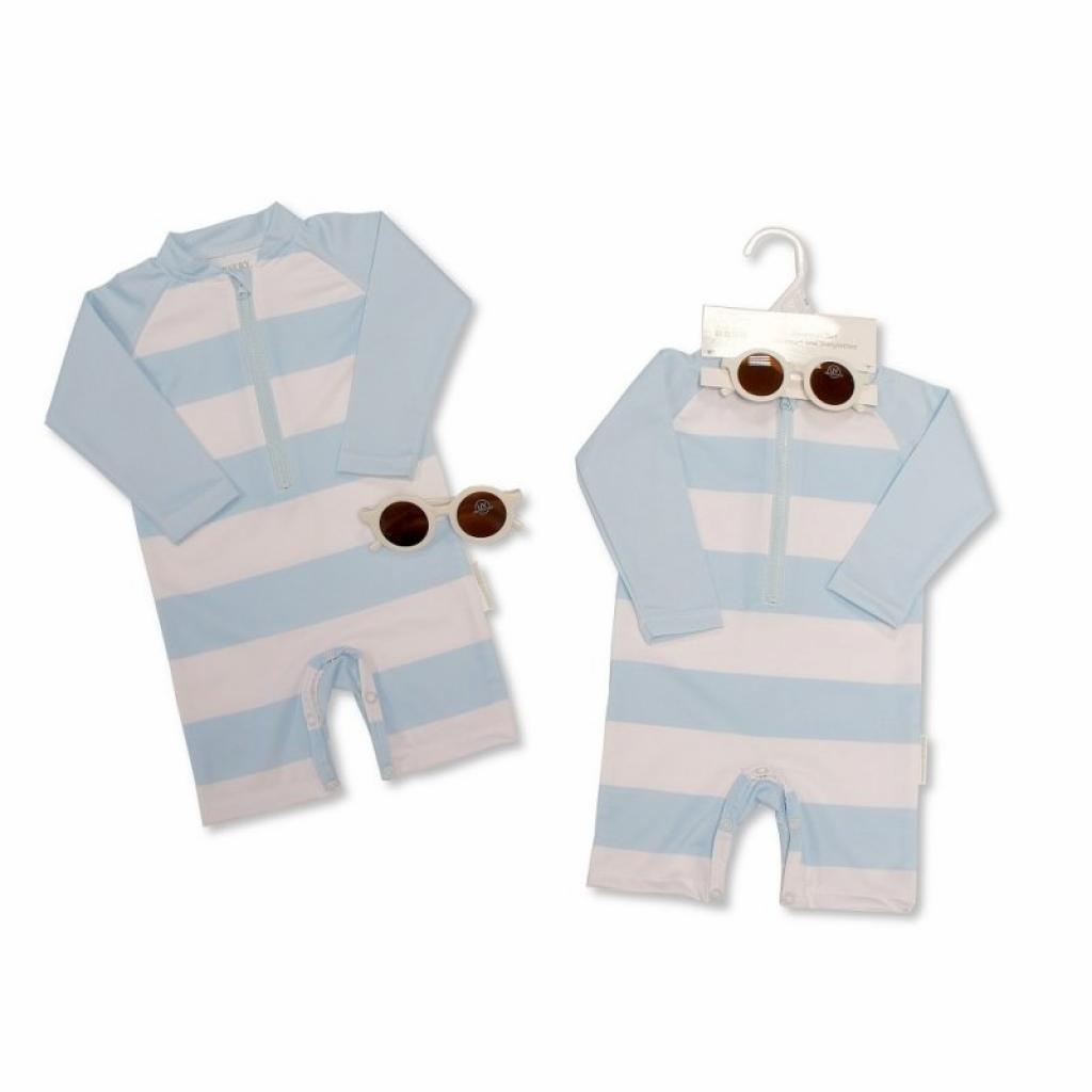 Nursery Time BIS-2120-6232 5035320162324 NT2020-6232 Stripped Swimsuit and Sunglasses (12-24 months)