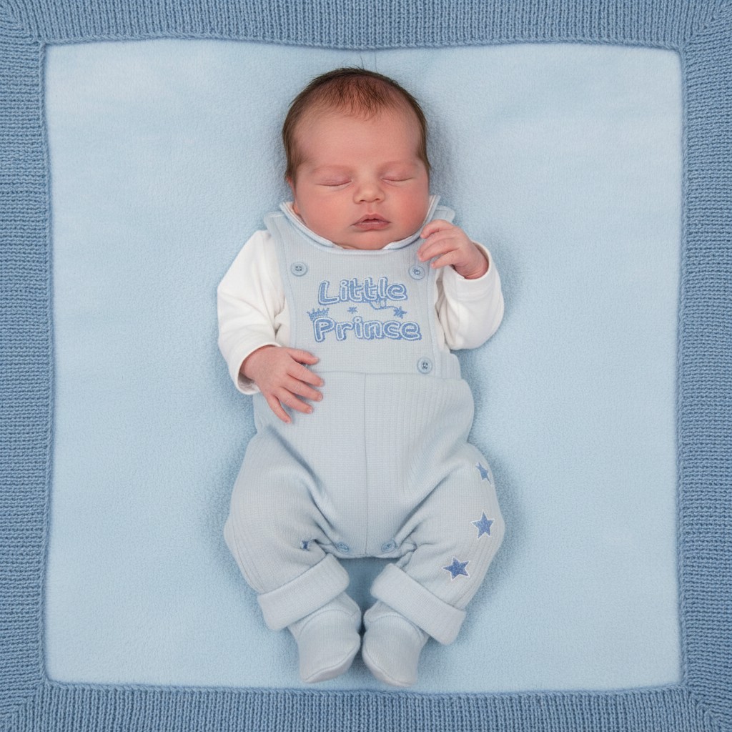 Nursery Time PB-20-741  NT2020-741 Little Prince  Dungaree & Top (3-8lbs)