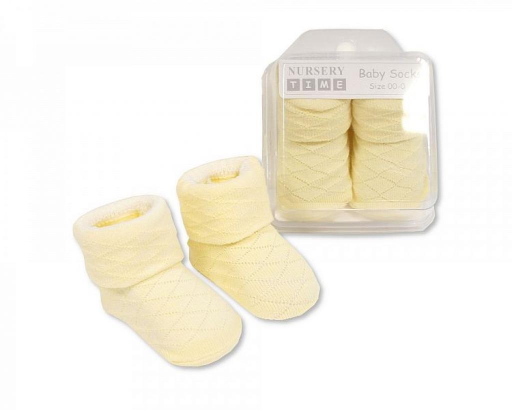 Nursery Time Bw 61-2114l 503532002114 NT2114-L Lemon Yellow Diamond Boxed Sock (00-0)