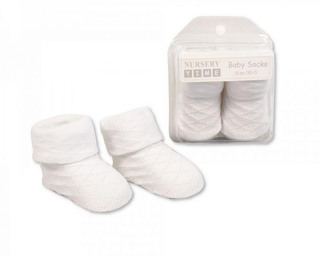 Nursery Time Bw 61-2114S 5035320021147 NT2114-W White Diamond Boxed Sock (00-0)