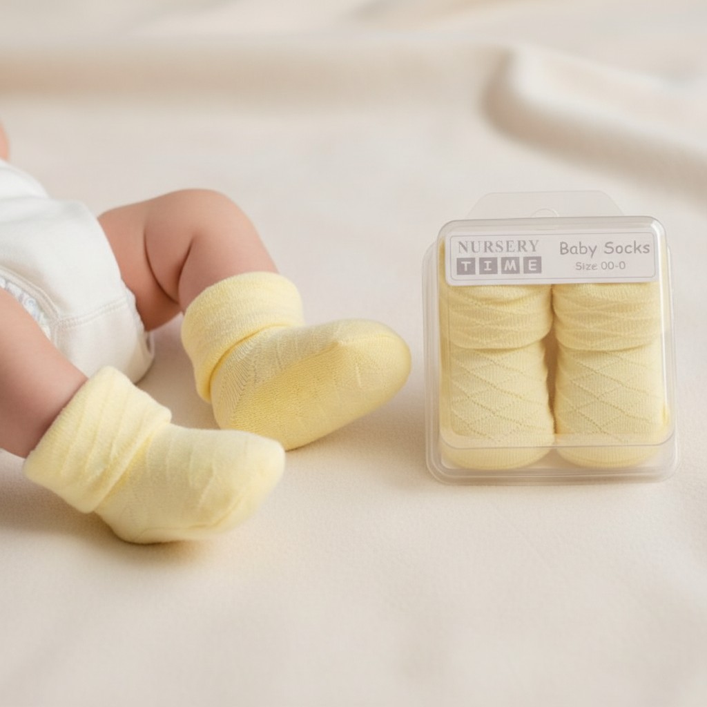 Nursery Time Bw 61-2114l 503532002114 NT2114L Lemon Yellow Diamond Boxed Sock (00-0)