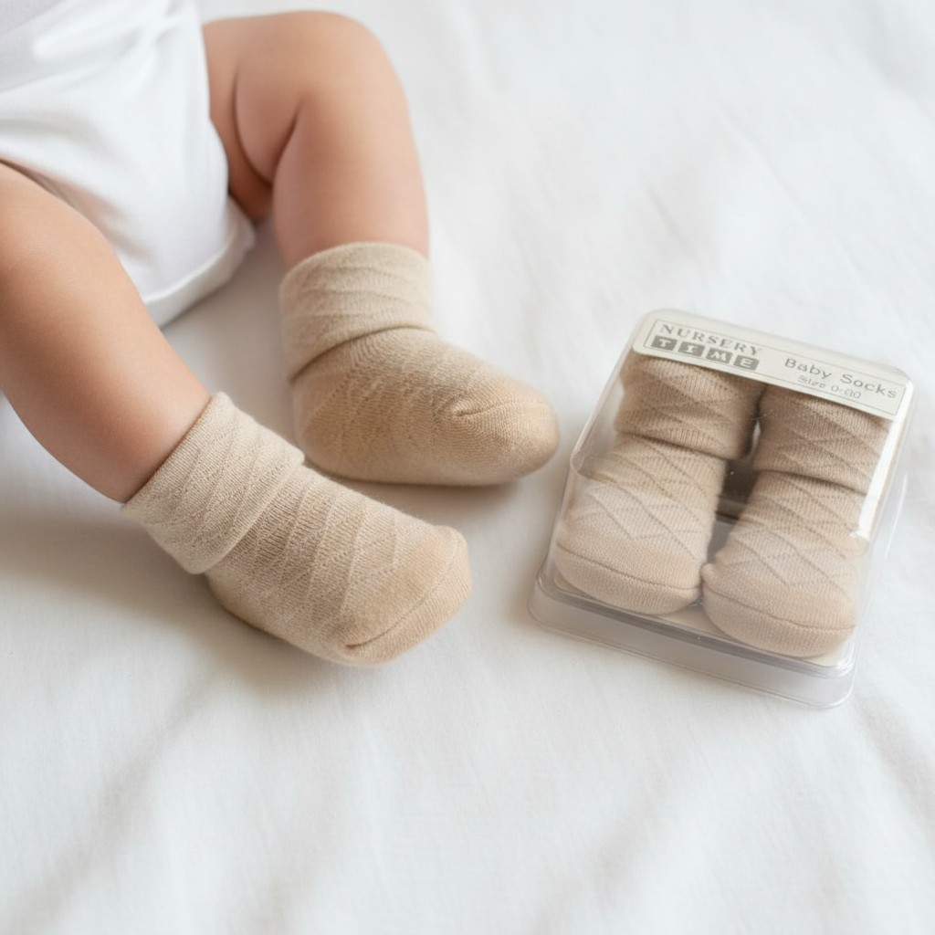 Nursery Time Bw 61-2114TP * NT2114TP Taupe Diamond Boxed Sock (00-0)