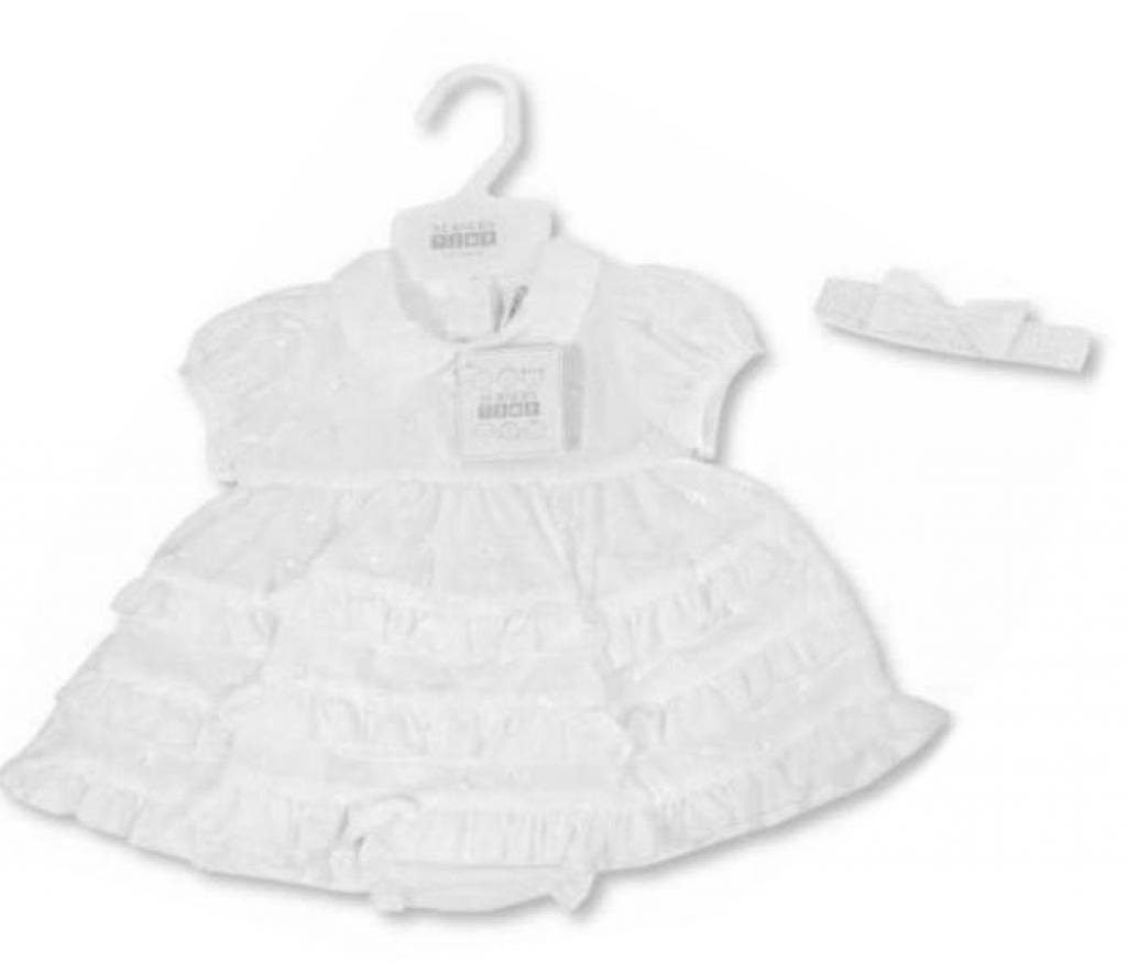 Nursery Time 2120-6004 5035320060040 NT2120-6004-W Frilled Dress Set (Nb-6 months)