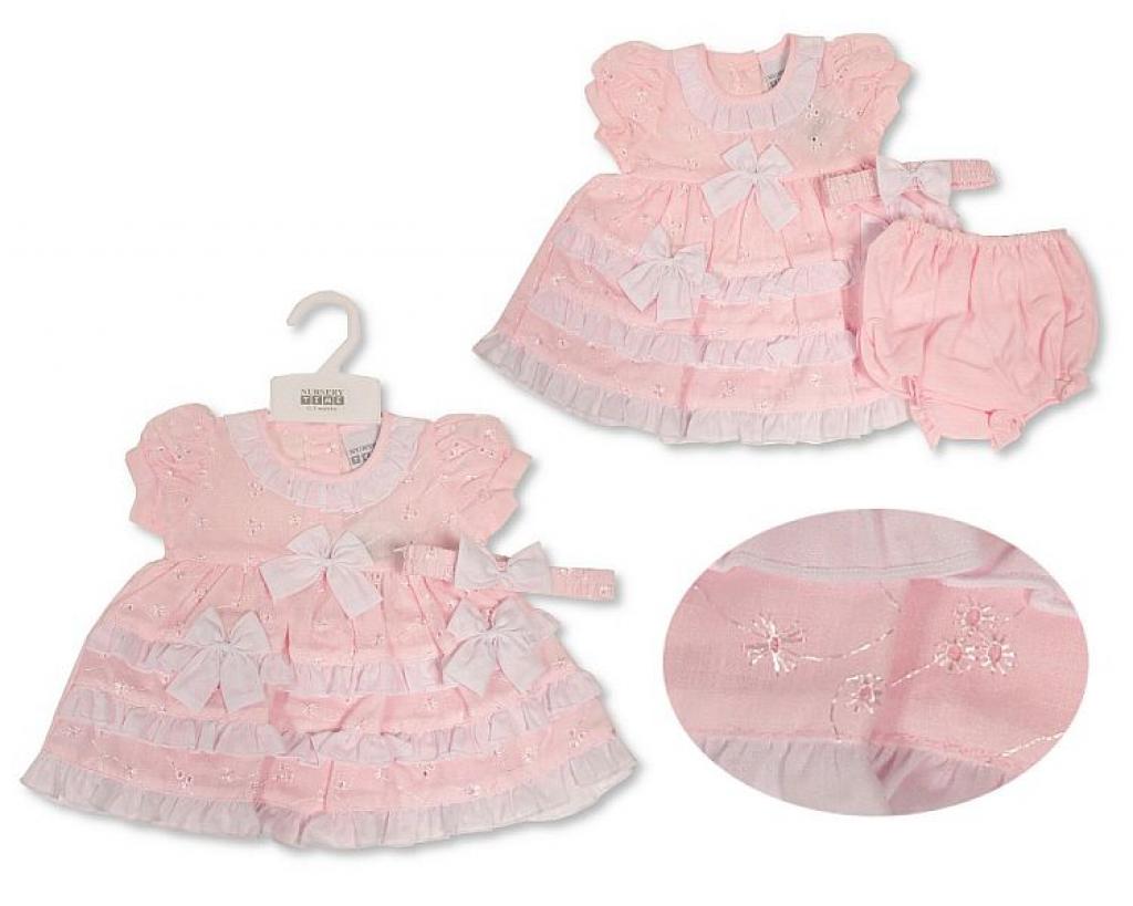 Nursery Time 2120-6092 5035320060917 NT2120-6092 "Lace and Bows" Dress (Nb-6 months)