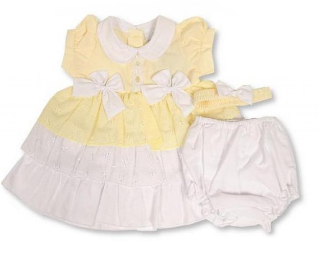 Nursery Time 2120-6105 5035320161051 NT2120-6105 Double Bow Tiered Dress  ( Nb-6 months)