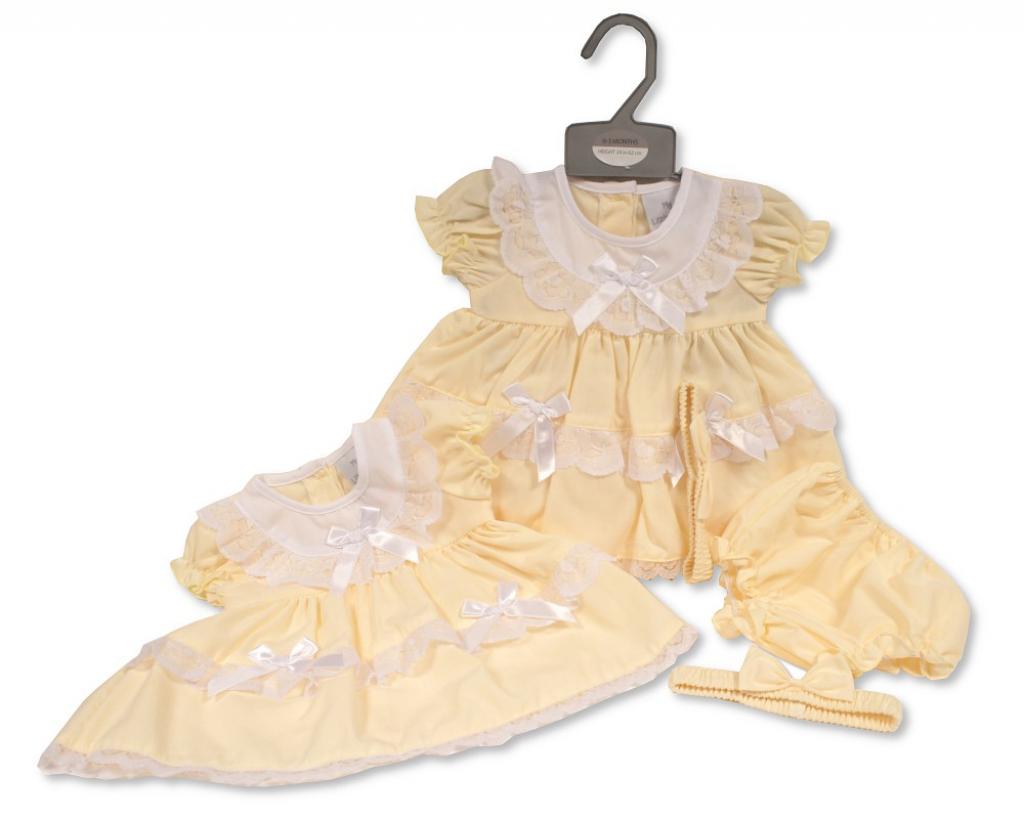 Nursery Time BIS-2120-6145 5035320161457 NT2120-6145 "Lace and Bows" Dress Set (Nb-6 months)