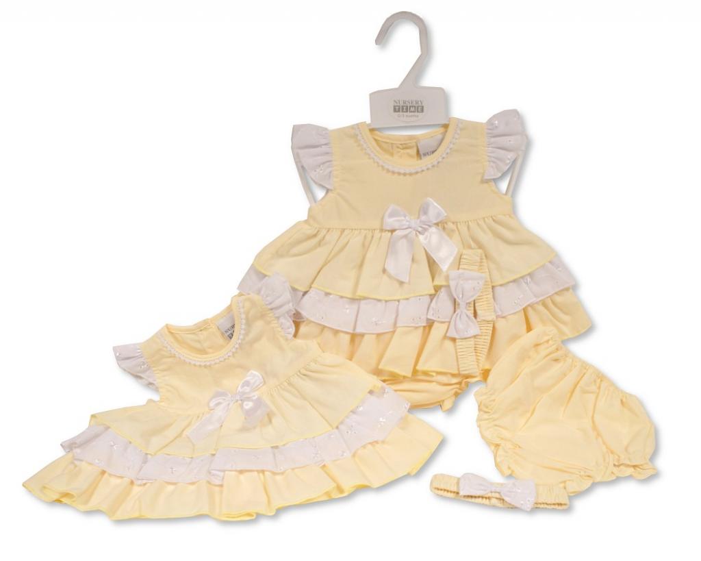 Nursery Time BIS-2120-6149 5035320161495 NT2120-6149 "Bow" Tiered Dress Set (Nb-6 months)