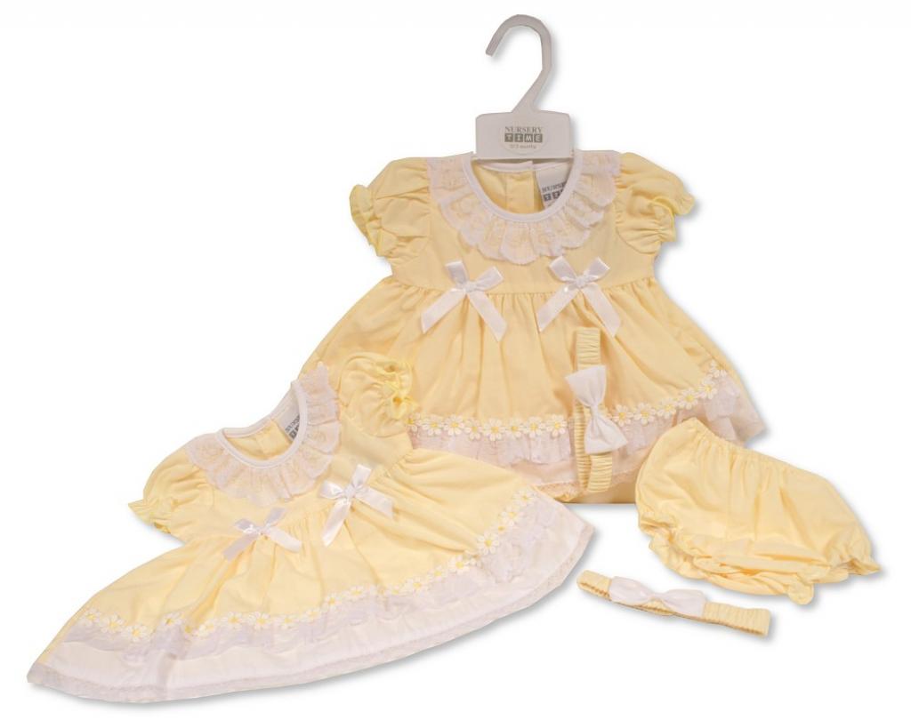 Nursery Time BIS-2120-6150 5035320161501 NT2120-6150 "Daisy, Bow and Lace" Dress Set (Nb-6 months)