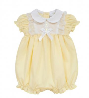 NT2120-6157-Y  "Lace and Bow" Romper  (Nb-6 months)