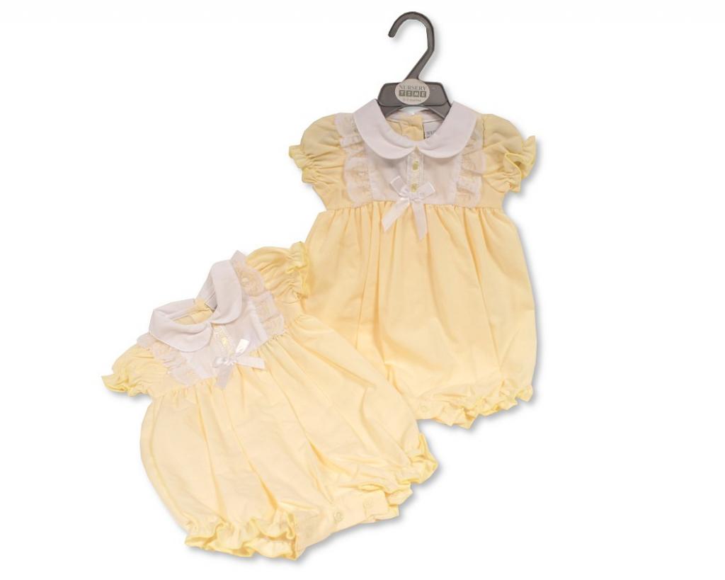 Nursery Time BIS-2120-6157 5035320161570 NT2120-6157 "Lace and Bow" Romper (Nb-6 months)