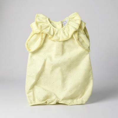 My Little Chick BIS-2120-6162Y  NT2120-6162L Lemon "Broderie Anglaise" Romper (Nb-6m)