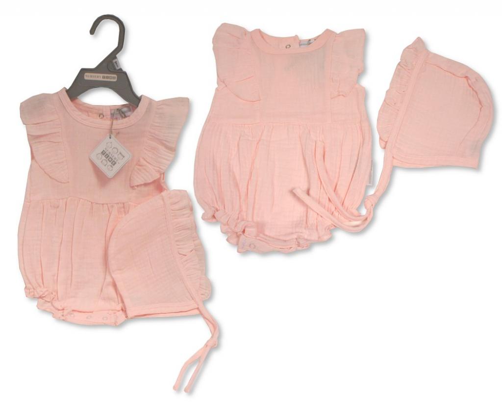 Nursery Time 2120-6169 5035320161693 NT2120-6169 Muslin Frills Romper Set (3-12 months)