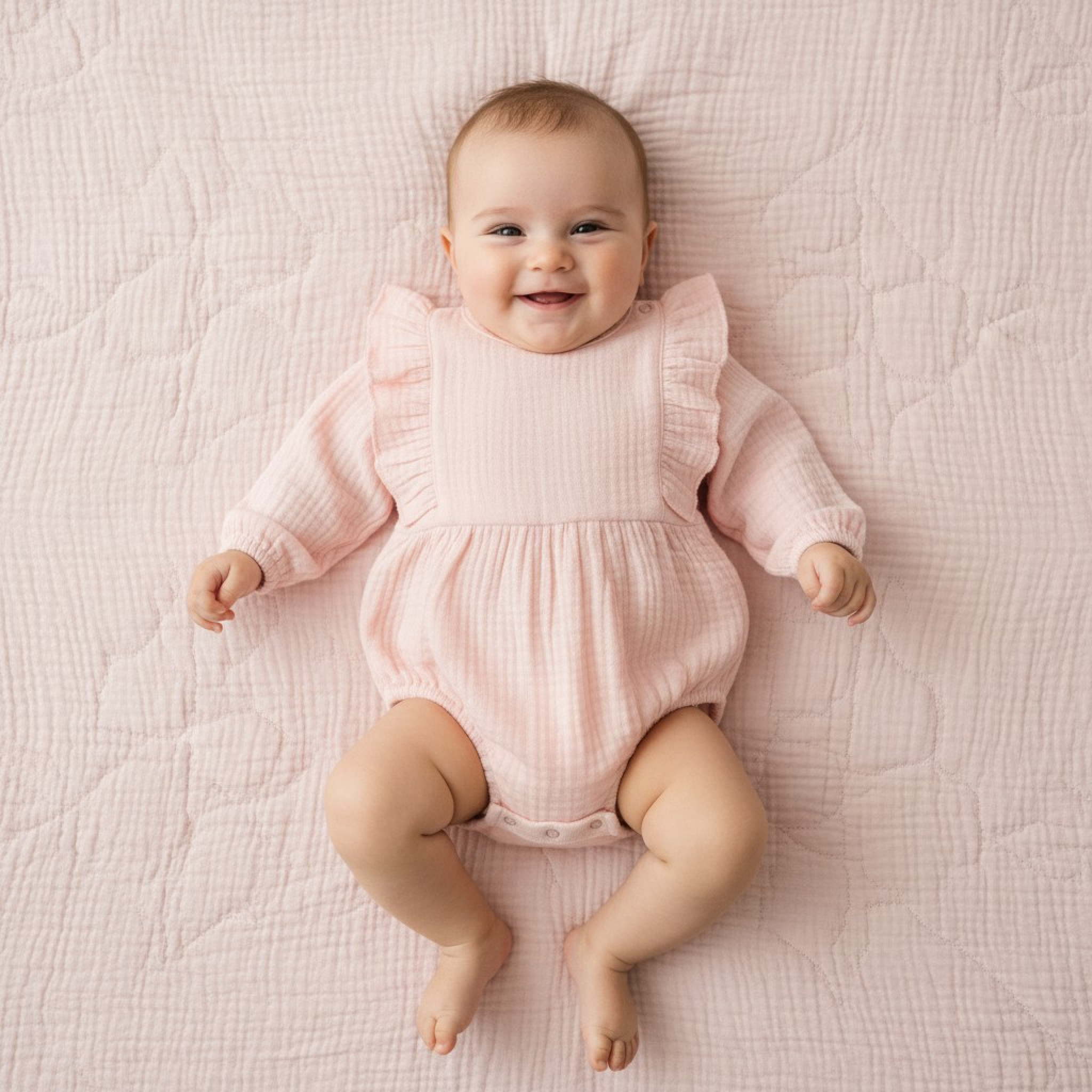 Nursery Time BIS2120-6172 5035320161693 NT2120-6172-P Muslin Frills Bodysuit (3-12 months)