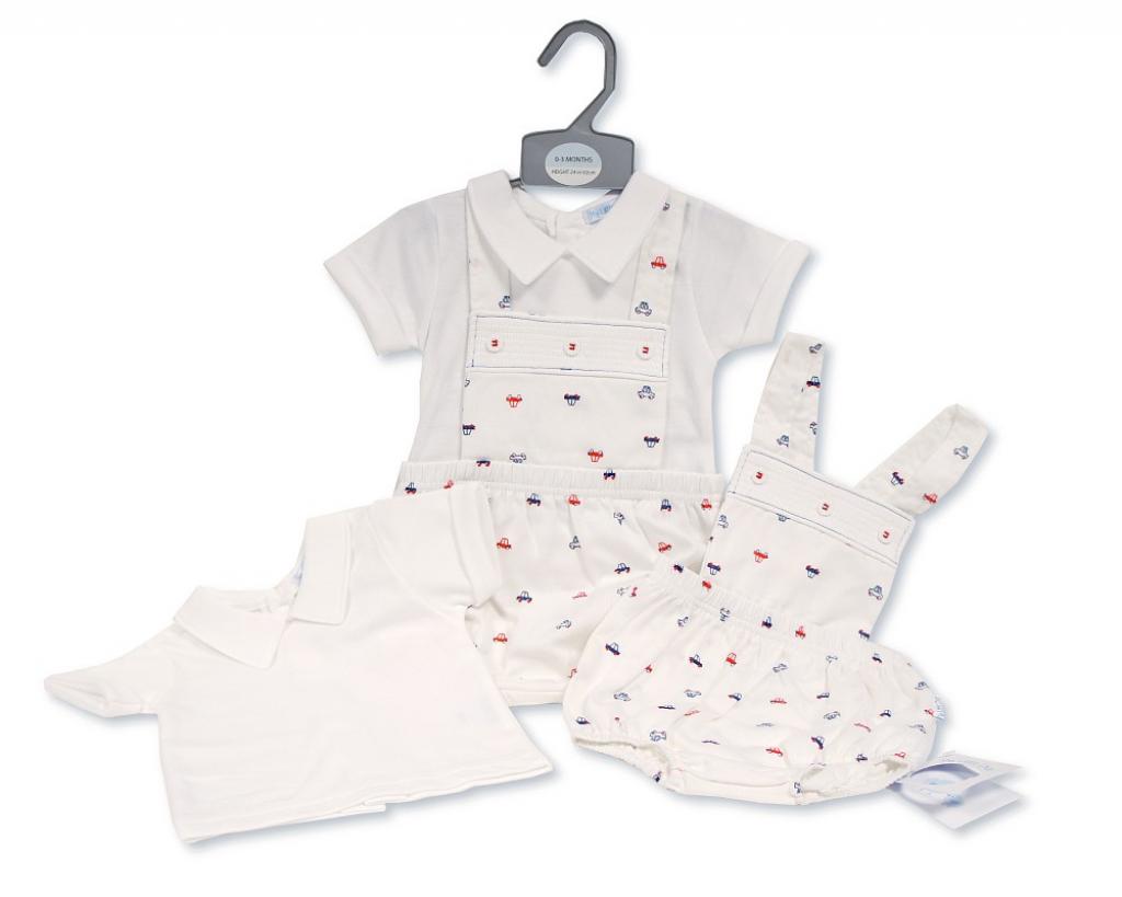 Nursery Time Bis-2120-6183 5035320161839 NT2120-6183 "Cars" High Leg Dungaree Set (0-6 months)