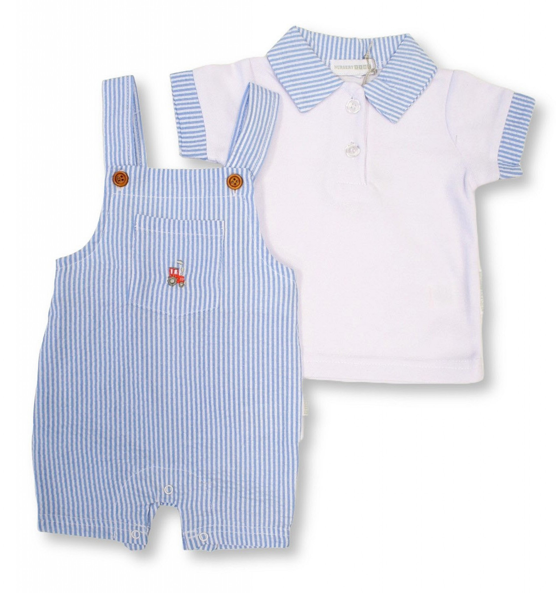 Nursery Time Bis-2120-6343 503532006346 1 NT2120-6343S Tractor Dungaree and Polo Shirt( Nb-9 months)