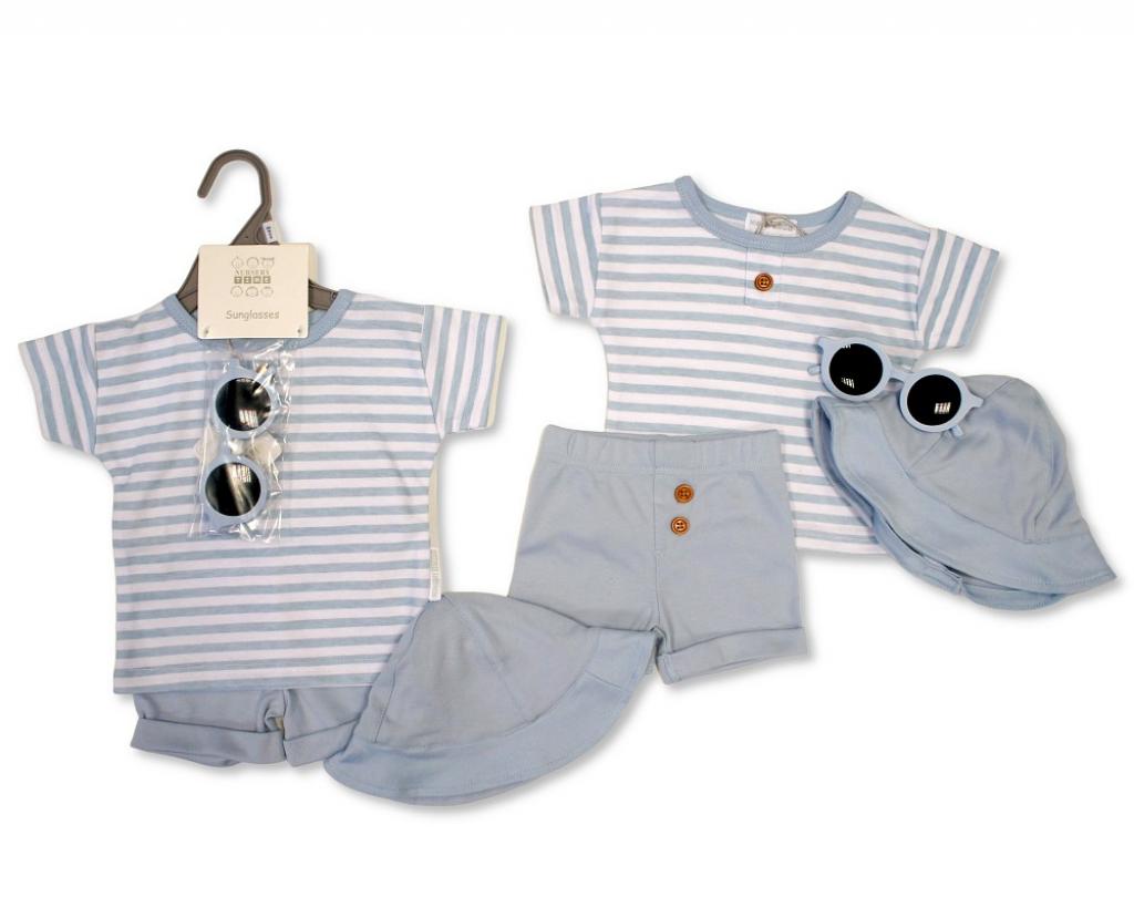 Nursery Time Bis-2120-6344 503532006344 7 NT2120-6344 Striped shorts  with glasses and hat( Nb-9 months)
