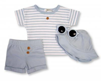 Nursery Time Bis-2120-6344 503532006344 7 NT2120-6344B Striped Shorts with Glasses and Hat (Nb-9 months)