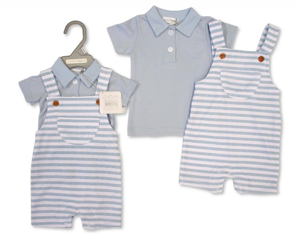 Nursery Time Bis-2120-6346 503532006346 1 NT2120-6346 Striped Dunagree and polo shirt( Nb-9 months)