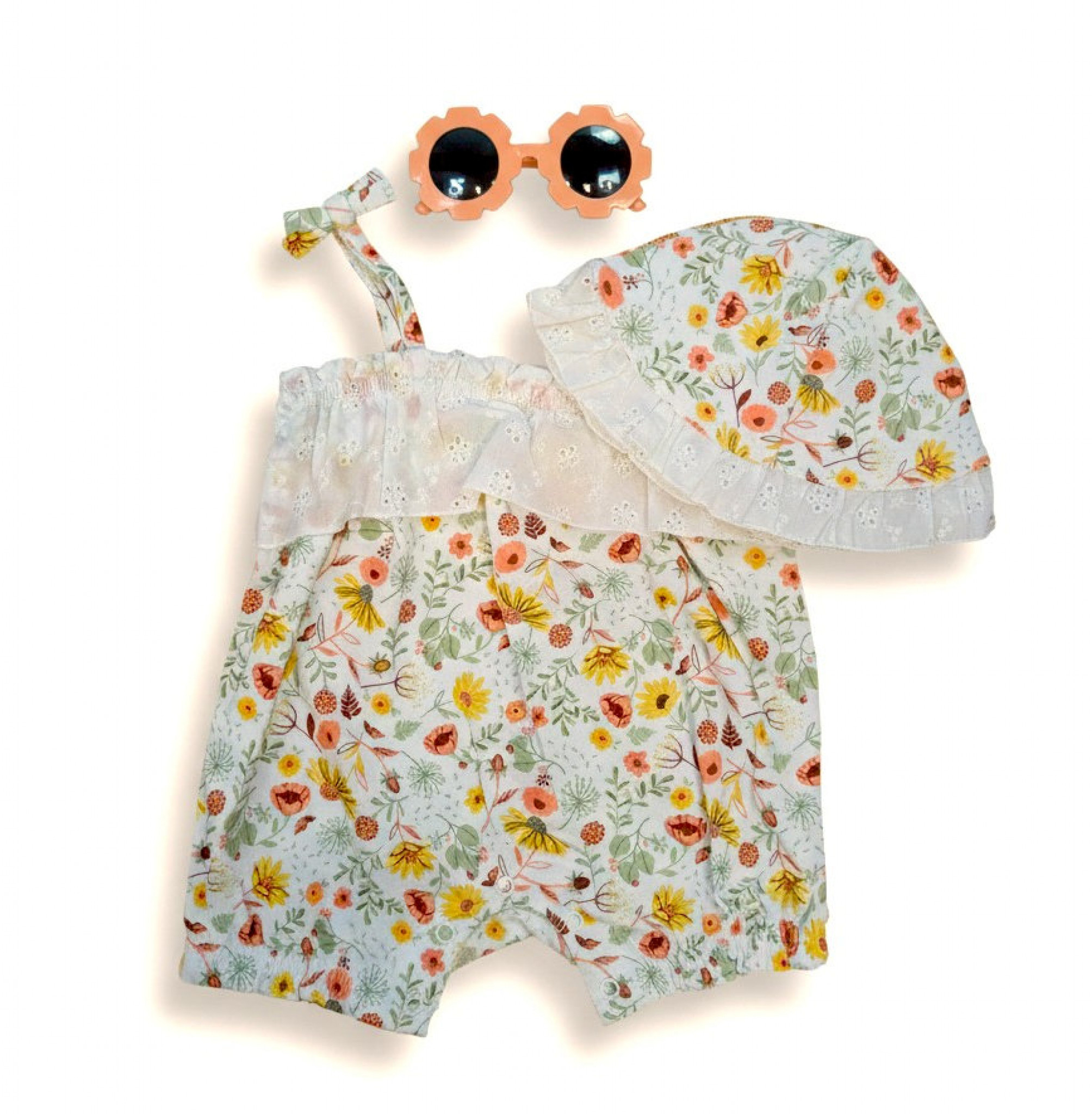 Nursery Time Bis-2120-6353 5035320063539 NT2120-6353F  "Wild Flowers" Romper Set (0-9 months)