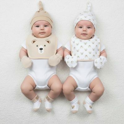 NT25-1359  8 Piece "Bear" Bib, Hat, Mitts and Socks Set  (0-3m)