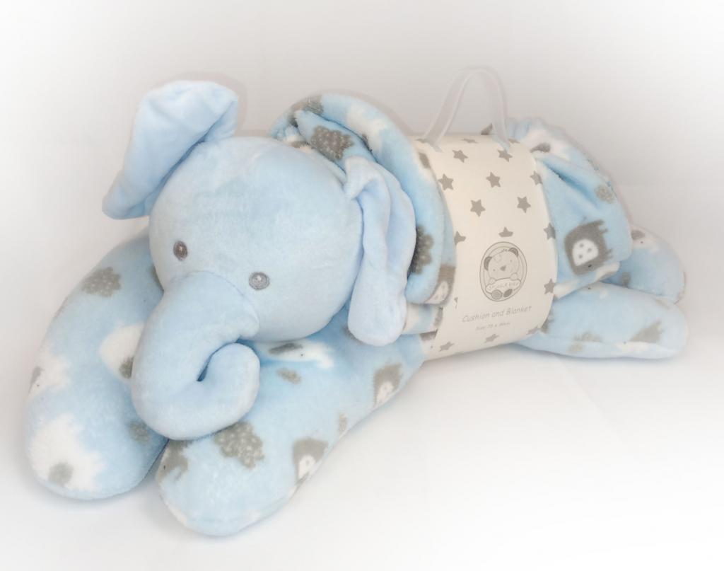 Snuggle Baby GP-25-1125S 5035320611259 NT25-1125S Blue "Elephant" Blanket and Cushion Toy.