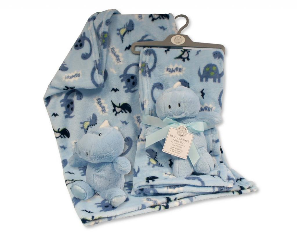 Snuggle Baby GP-25-1127S 5035320611273 NT25-1127s Blue "Dinosaur" Blanket and Toy.