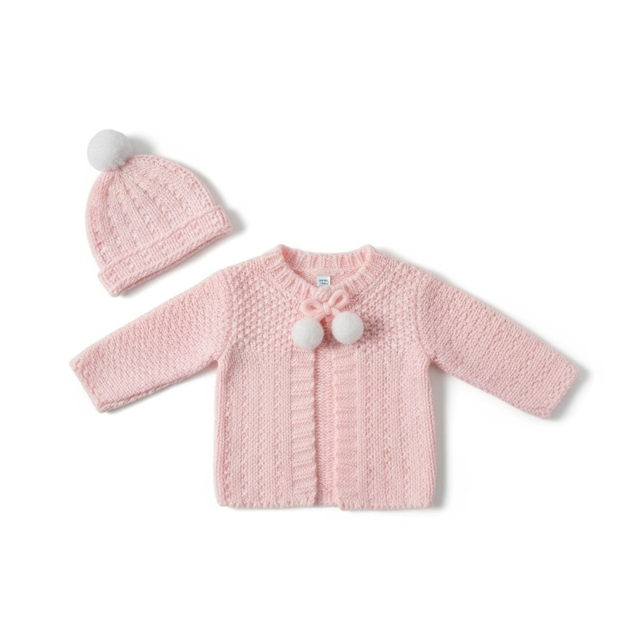 Nursery Time GP-25-1220P  NT25-1220-P Pink Cardigan and Hat Set (0-12 months)