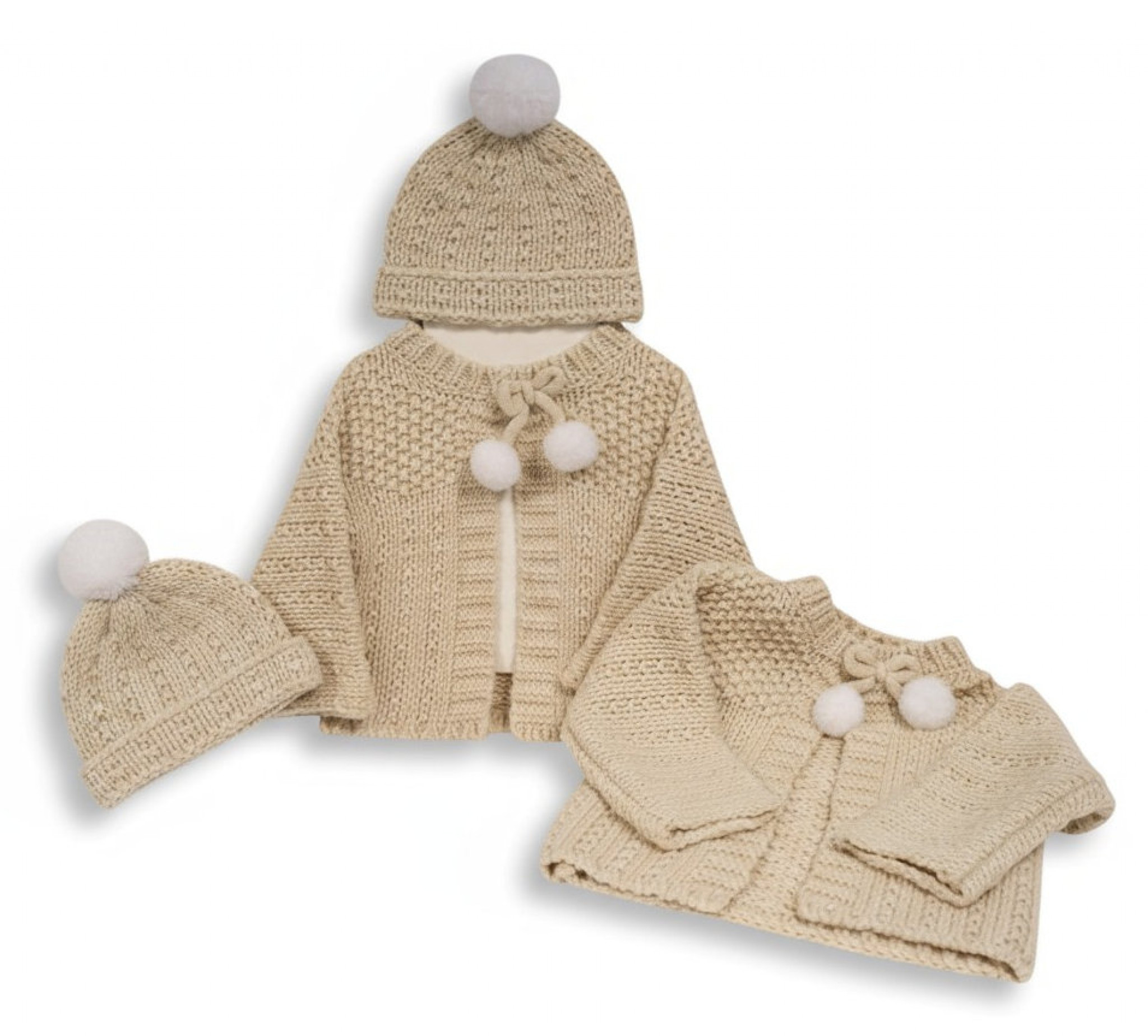 Nursery Time GP-25-1220T  NT25-1220-T Taupe Cardigan and Hat Set (0-12 months)