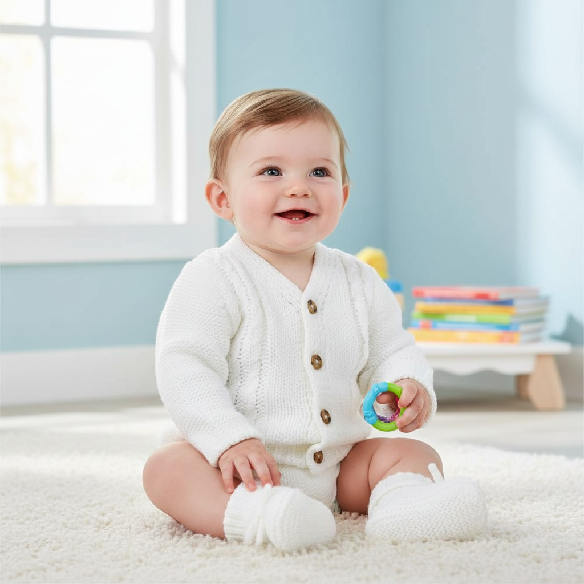 Nursery Time GP-25-1221W 5035320125213 NT25-1221W White Cardigan and Bootie Set (0-12 months)