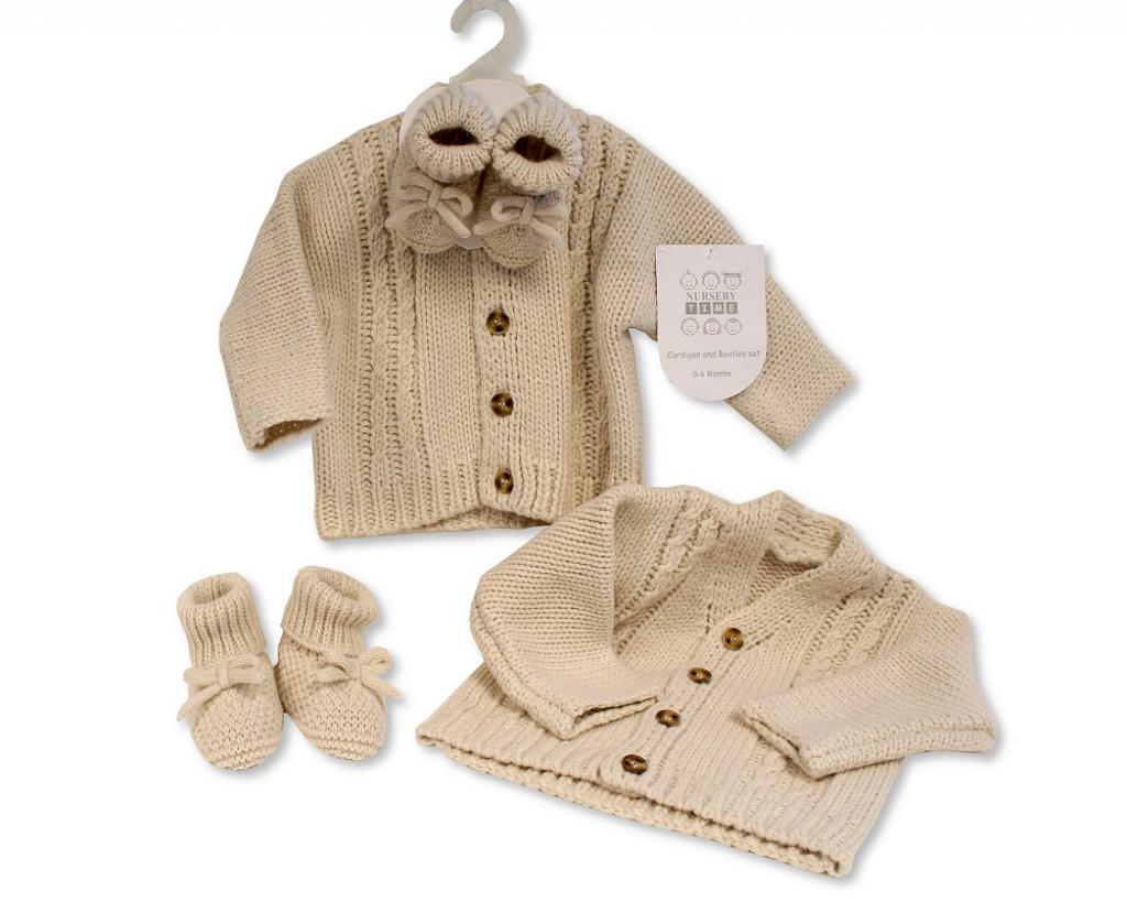 Nursery Time GP-25-1221T 5035320225210 NT25-1221T Taupe Cardigan and Bootie Set (0-12 months)
