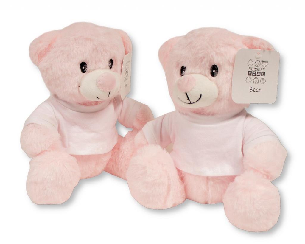 Nursery Time GP-25-1226P 5035320425269 NT25-1226P Pink 23cm Teddy with T-Shirt